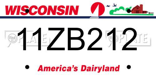11ZB212 Wisconsin License Plate