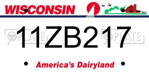 11ZB217 Wisconsin License Plate