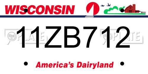 11ZB712 Wisconsin License Plate