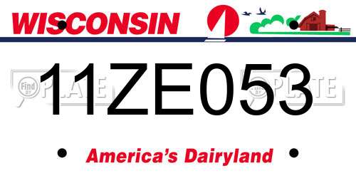 11ZE053 Wisconsin License Plate