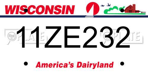 11ZE232 Wisconsin License Plate