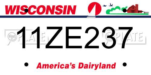 11ZE237 Wisconsin License Plate