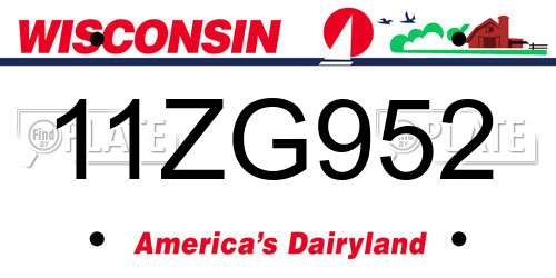 11ZG952 Wisconsin License Plate