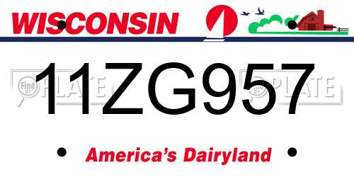 11ZG957 Wisconsin License Plate