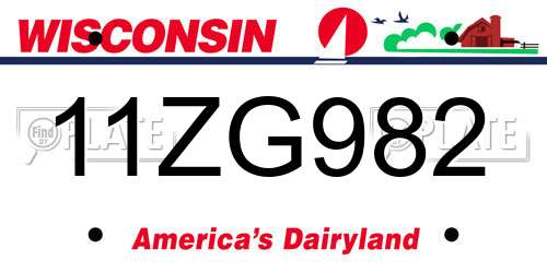 11ZG982 Wisconsin License Plate