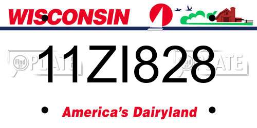 11ZI828 Wisconsin License Plate