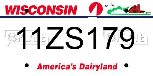 11ZS179 Wisconsin License Plate