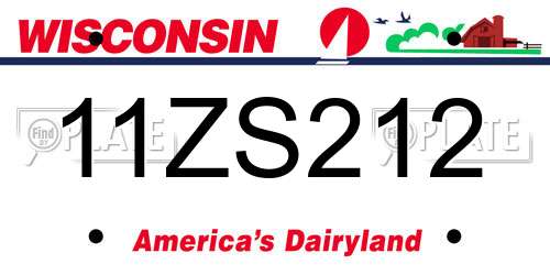 11ZS212 Wisconsin License Plate