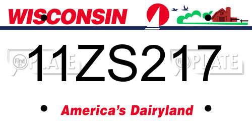 11ZS217 Wisconsin License Plate
