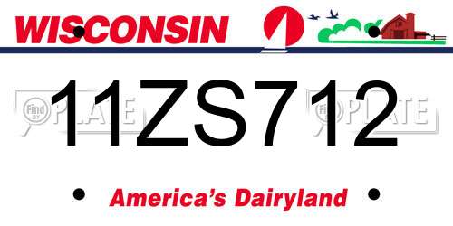 11ZS712 Wisconsin License Plate
