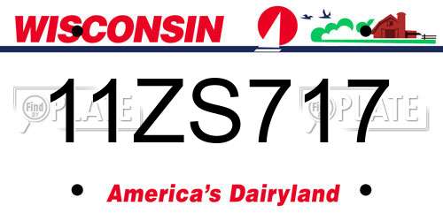 11ZS717 Wisconsin License Plate