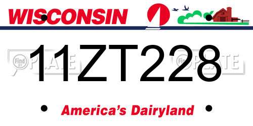 11ZT228 Wisconsin License Plate
