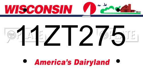 11ZT275 Wisconsin License Plate