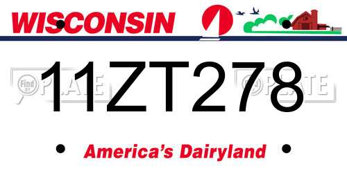 11ZT278 Wisconsin License Plate