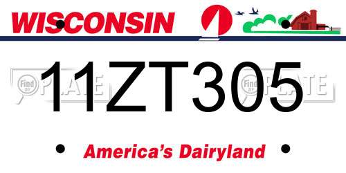 11ZT305 Wisconsin License Plate
