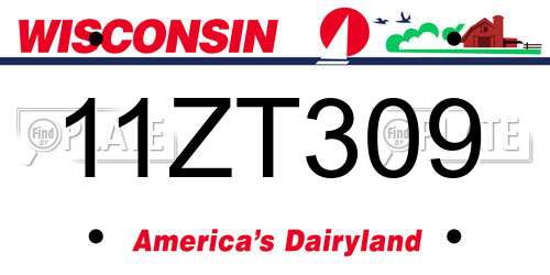 11ZT309 Wisconsin License Plate