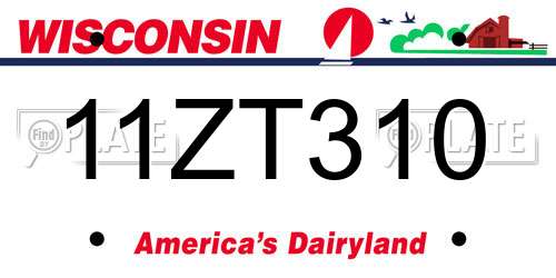 11ZT310 Wisconsin License Plate