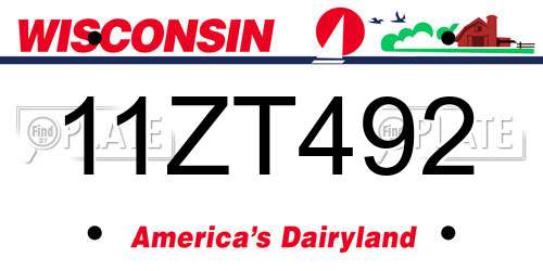 11ZT492 Wisconsin License Plate