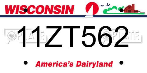 11ZT562 Wisconsin License Plate