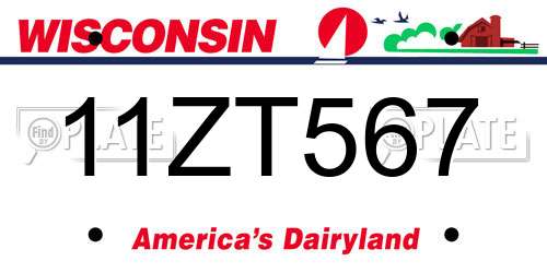11ZT567 Wisconsin License Plate