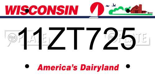 11ZT725 Wisconsin License Plate