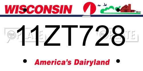 11ZT728 Wisconsin License Plate