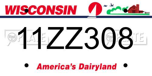 11ZZ308 Wisconsin License Plate