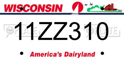 11ZZ310 Wisconsin License Plate