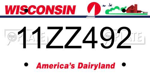 11ZZ492 Wisconsin License Plate