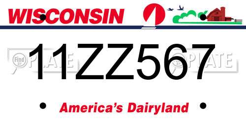 11ZZ567 Wisconsin License Plate