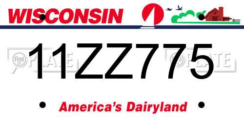 11ZZ775 Wisconsin License Plate