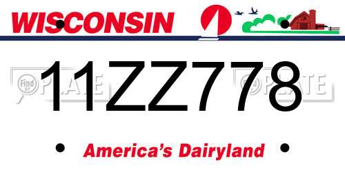 11ZZ778 Wisconsin License Plate