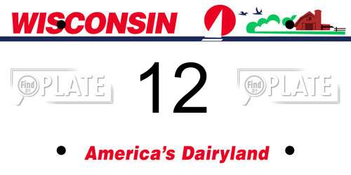 12 Wisconsin License Plate