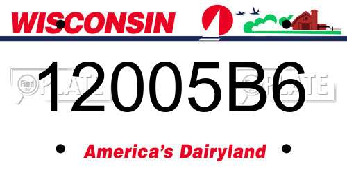 12005B6 Wisconsin License Plate