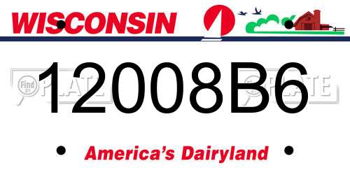 12008B6 Wisconsin License Plate