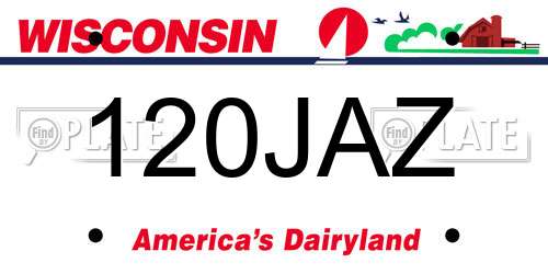 120JAZ Wisconsin License Plate