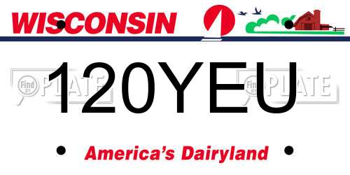 120YEU Wisconsin License Plate