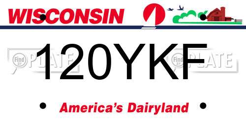 120YKF Wisconsin License Plate