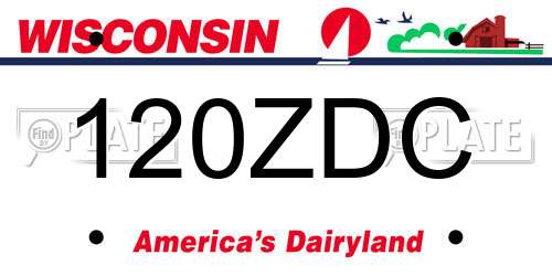 120ZDC Wisconsin License Plate