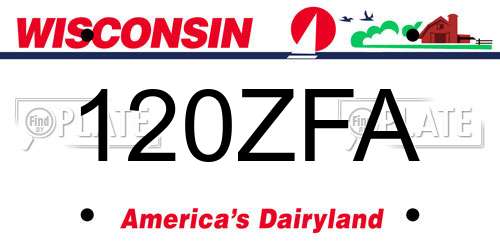 120ZFA Wisconsin License Plate