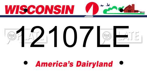 12107LE Wisconsin License Plate