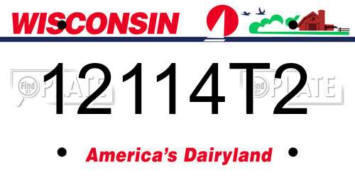 12114T2 Wisconsin License Plate