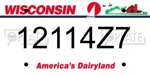 12114Z7 Wisconsin License Plate