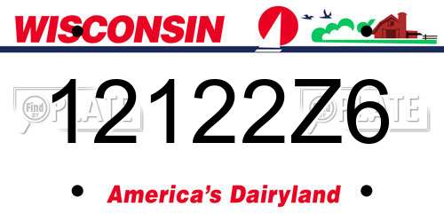 12122Z6 Wisconsin License Plate