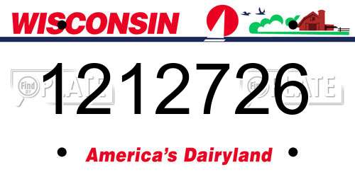 1212726 Wisconsin License Plate