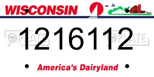 1216112 Wisconsin License Plate