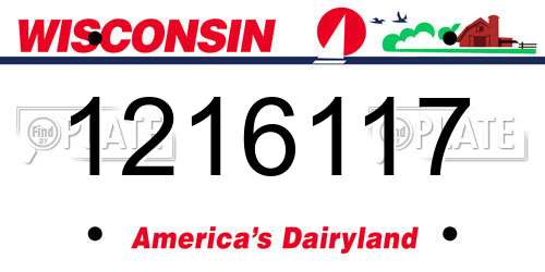 1216117 Wisconsin License Plate