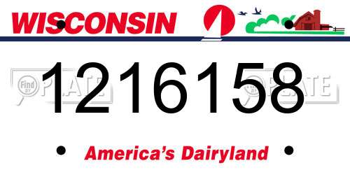 1216158 Wisconsin License Plate
