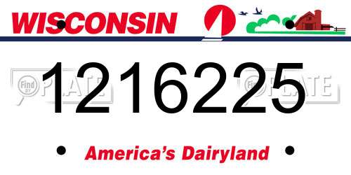 1216225 Wisconsin License Plate