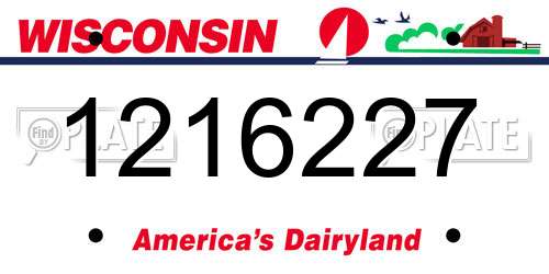 1216227 Wisconsin License Plate